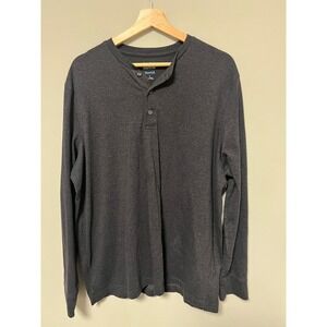 Croft & Barrow Henley Mens L Gray Pre-owned Extra Soft Long Sleeve Cotton Blend